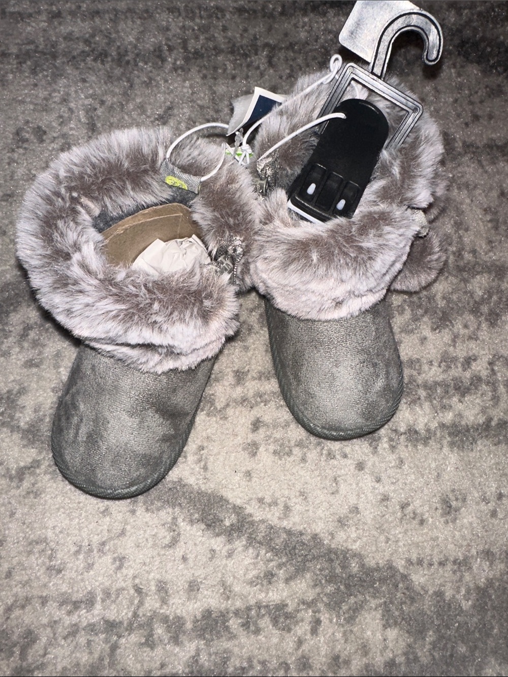 Cozy Gray Faux Fur Lined Slipper Boots